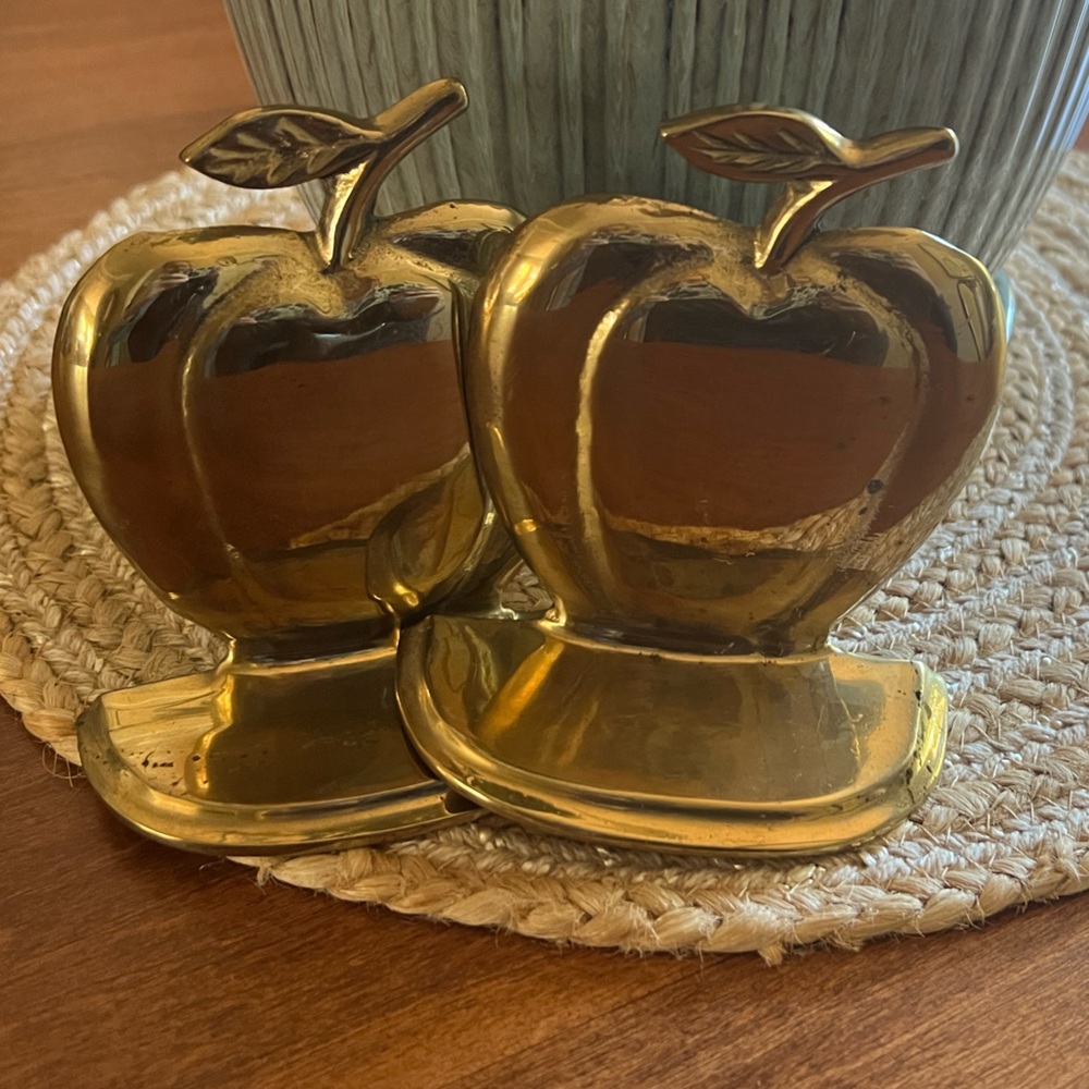 Brass Apple Bookends